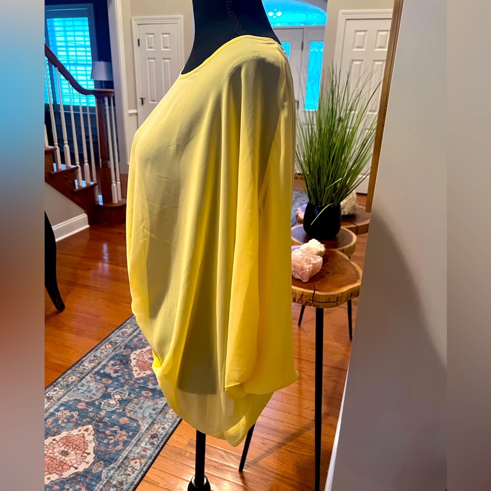 Bijou Bijou sheer yellow blouse with statement zipper new